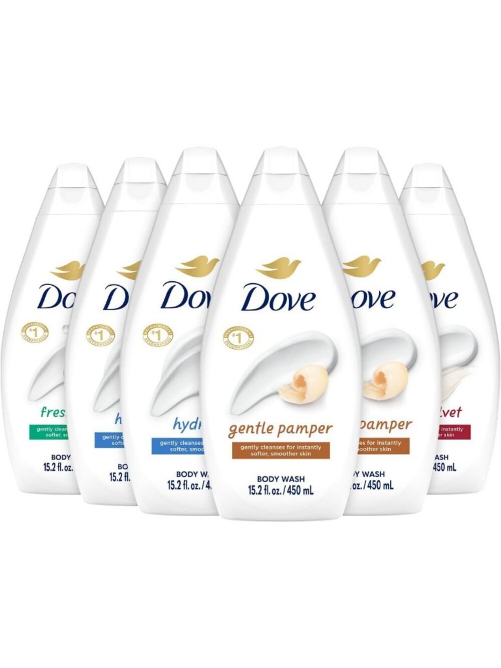 Hydrating Body Wash Variety Pack - 6 Moisturizing 15.2 Oz Bottles for Soft Skin